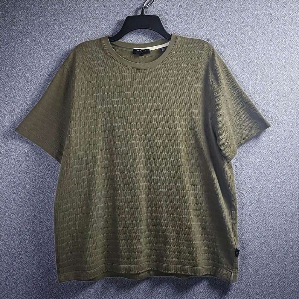Ted Baker Textured Crew Neck Tee Men's 5 US XL Green Stretch